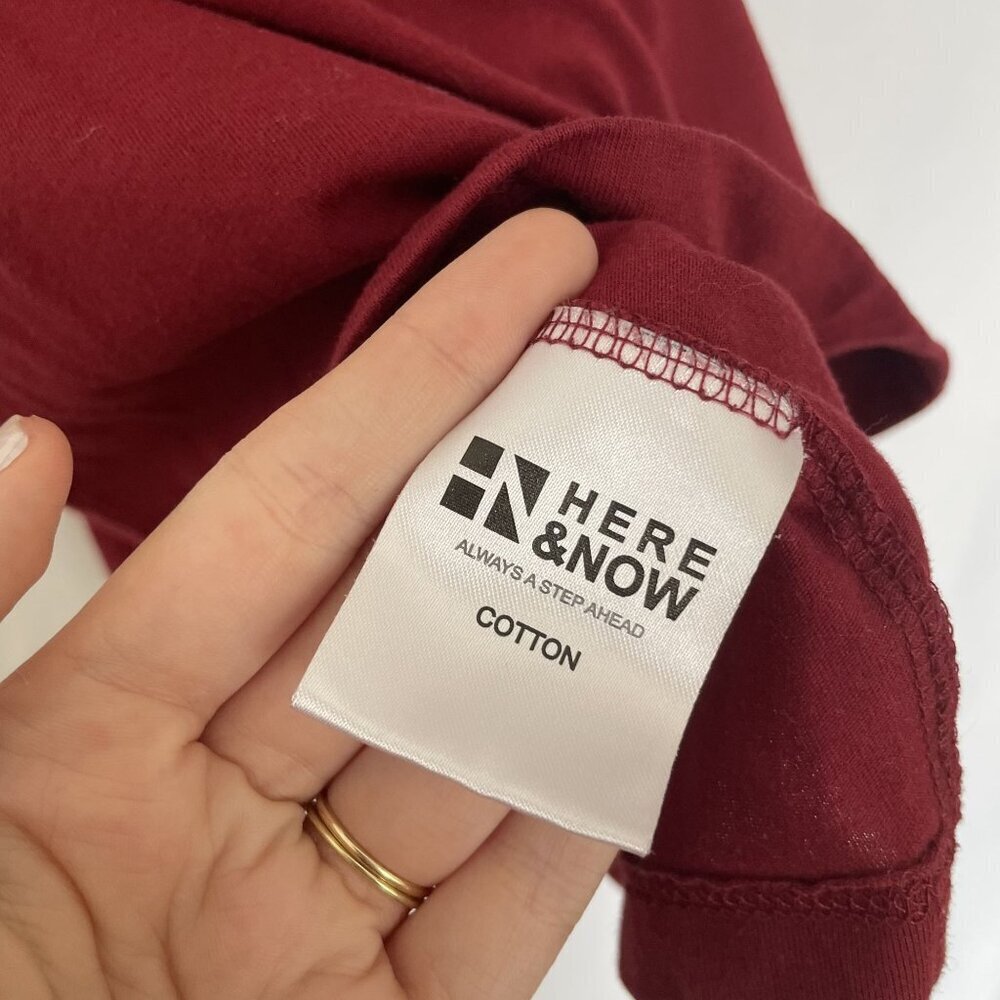 Choose Kindness Here & Now Burgundy Cotton T-Shirt XL women's short sleeved top - Picture 5 of 7
